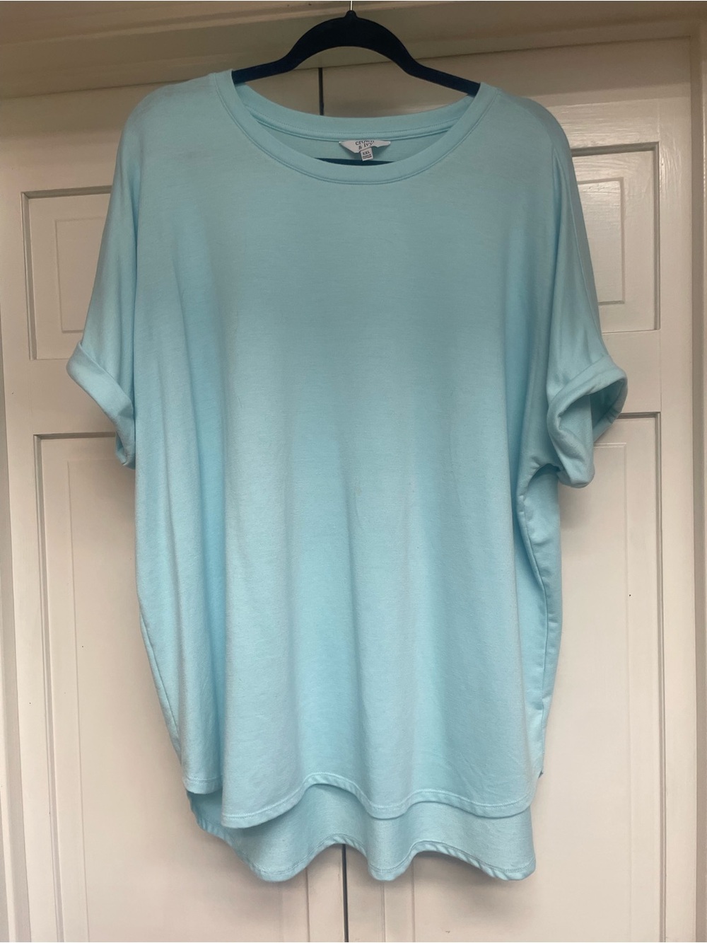 Light Blue Women's Relaxed Crewneck Top-XXL